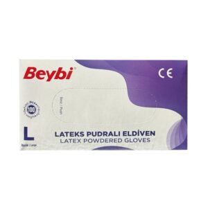 Beybi Lateks Muayene Eldiveni Pudralı Large 100'lü