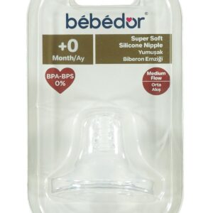 Bebedor Geniş Ağız Silikon Biberon Emziği Yavaş Akış +0 Ay